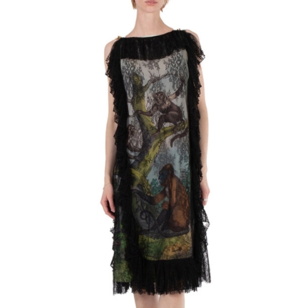 NEW Light Opal Green Chantilly Lace and Monkey Shift, size M, Burberry